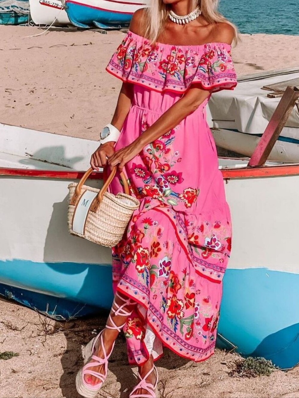 Summer Blossom Ruffle Maxi - Pink - Picture 5 of 8